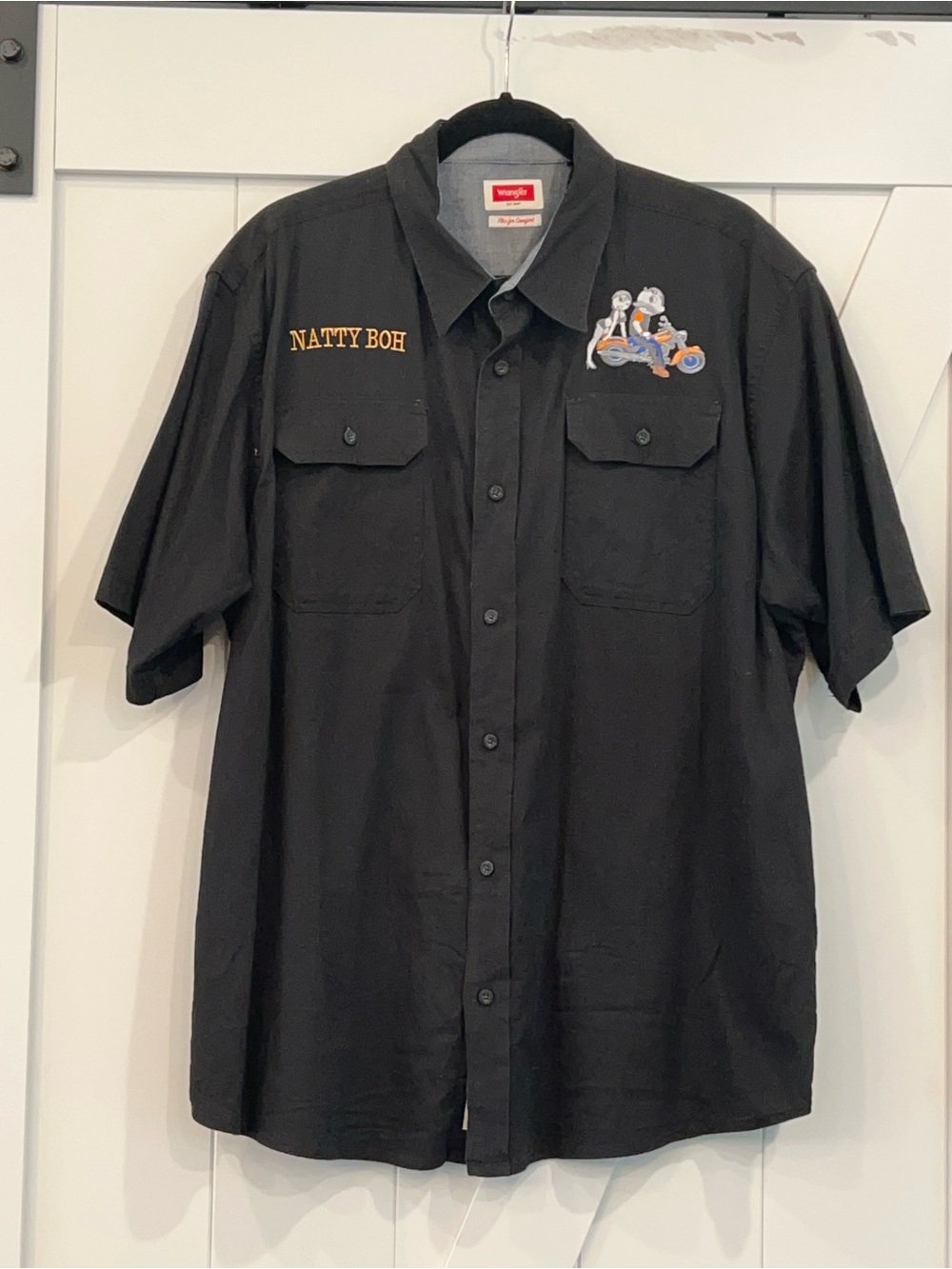 Wrangler Custom Natty Boh and Utz Black Short-Sleeve Work Shirt XL